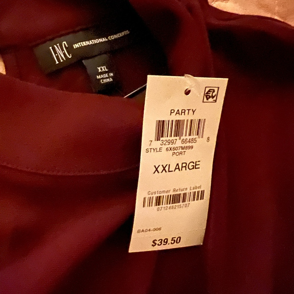 INC International Concepts Deep Red Blouse - XXLarge